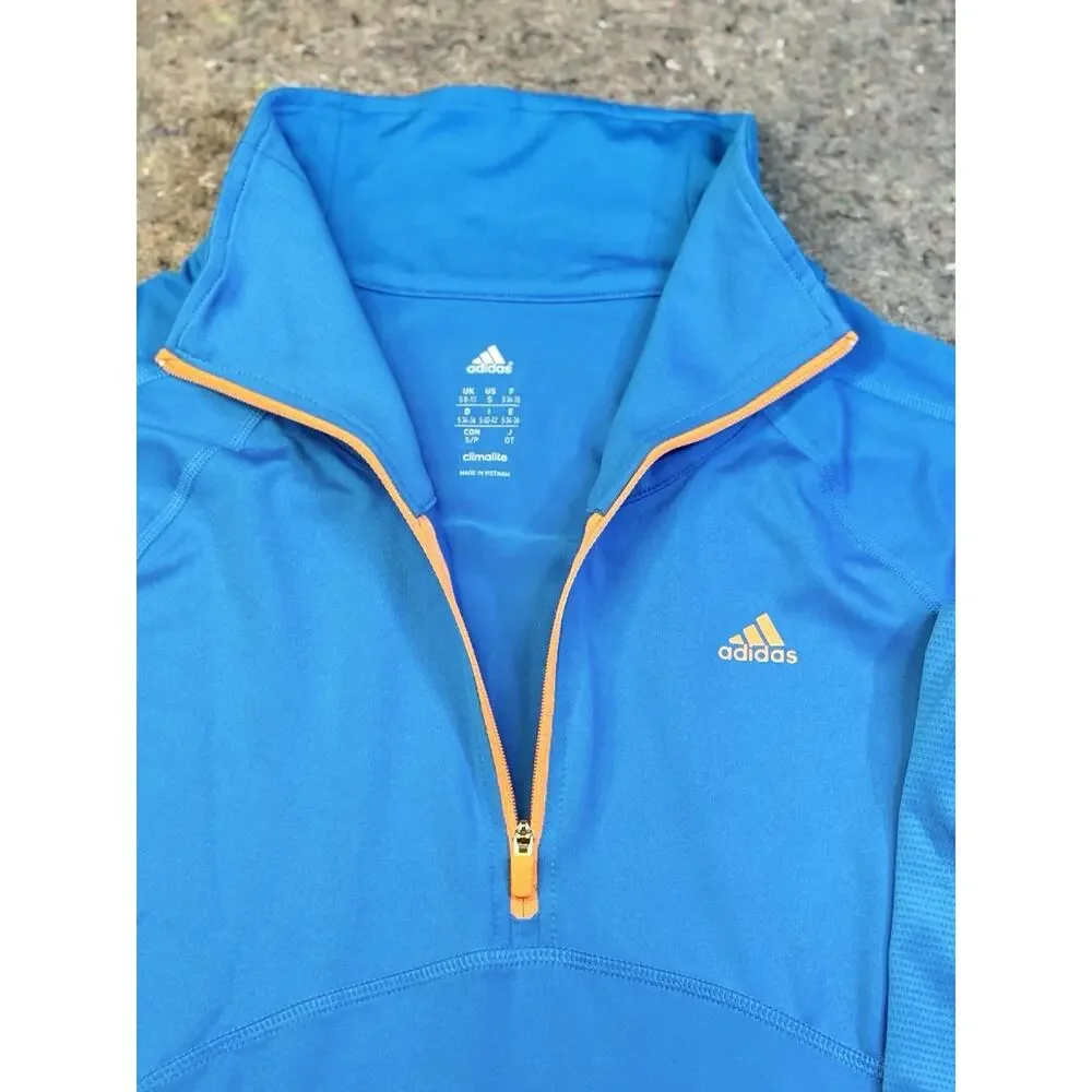 Adidas Climalite Men’s Quarter-Zip Pullover Blue Orange Size S Vietnam #1328